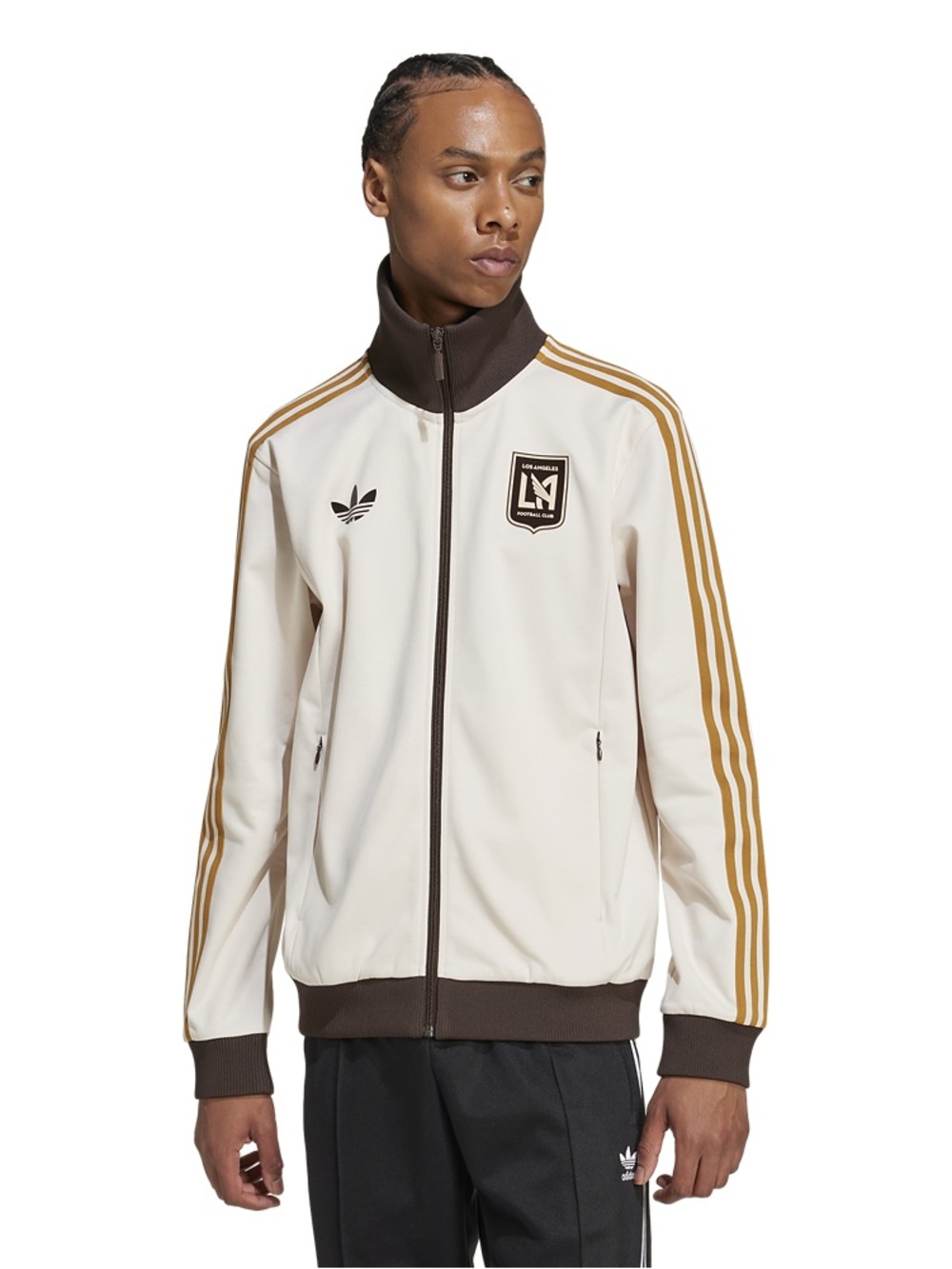 adidas Cream & Brown Bomber-Style Track Jacket LAFC